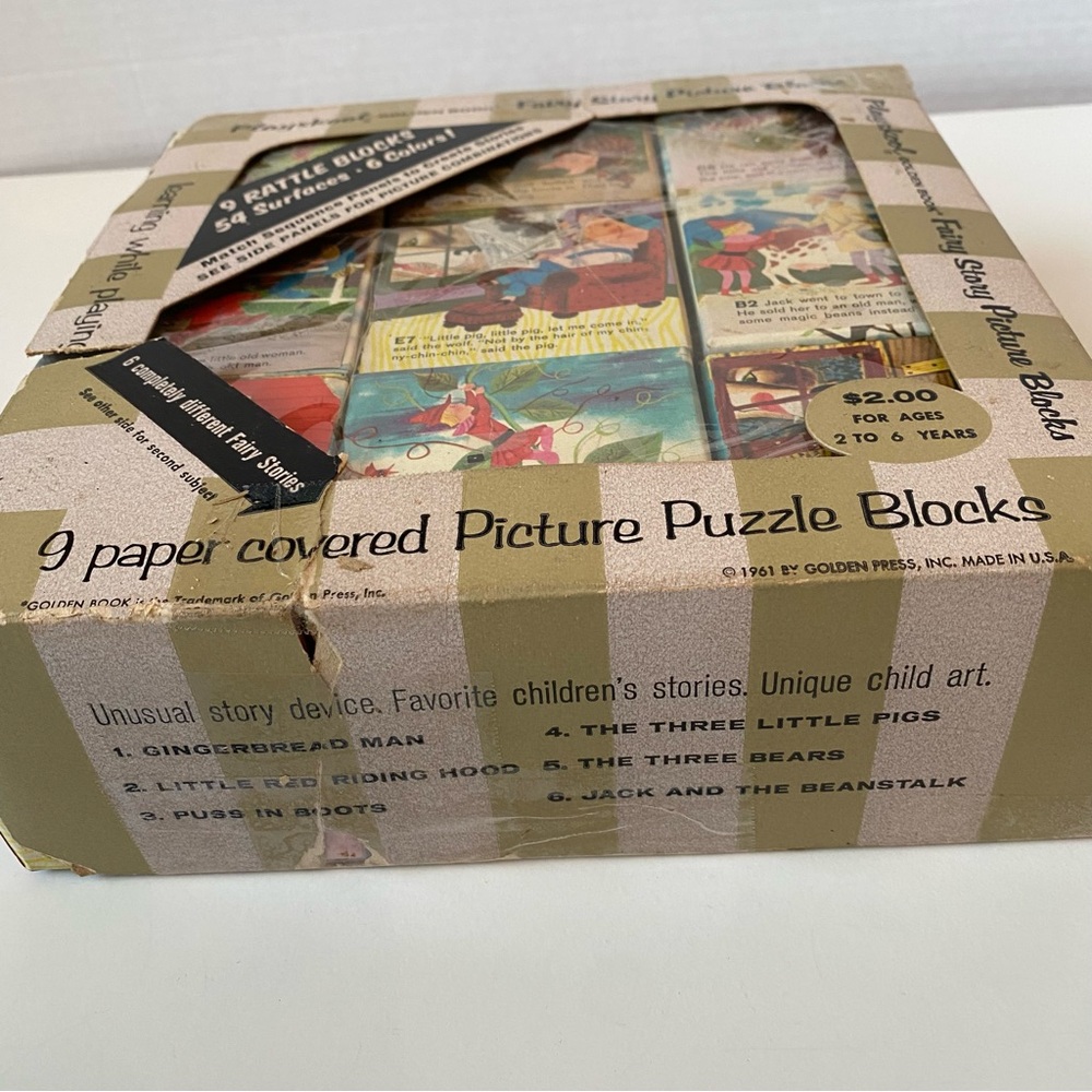 Vintage 1961 Playskool Golden Book Fairy Tale Story Picture Puzzle Blocks - Picture 7 of 14